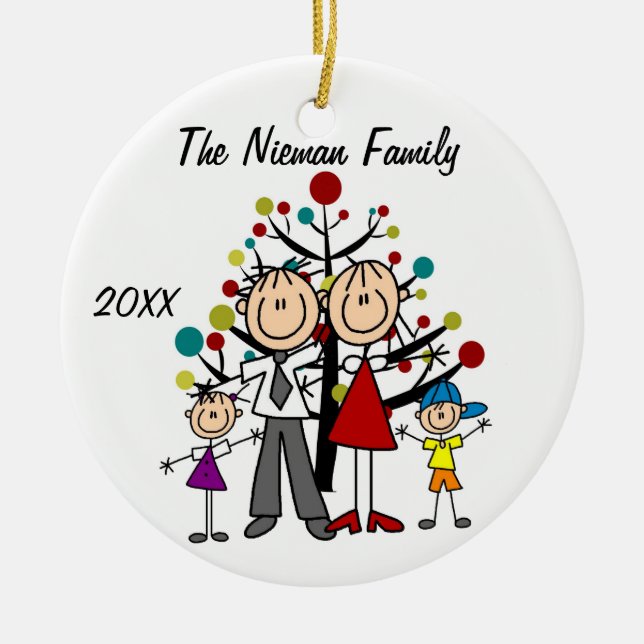 Dad, Mom, Boy, Girl Custom Holiday Ornament (Front)