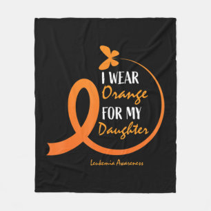 Dad Mom I Wear Orange For My Daughter Leukaemia Aw Fleece Blanket