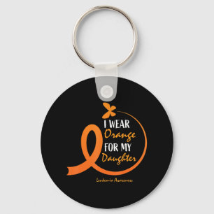 Dad Mom I Wear Orange For My Daughter Leukaemia Aw Keychain