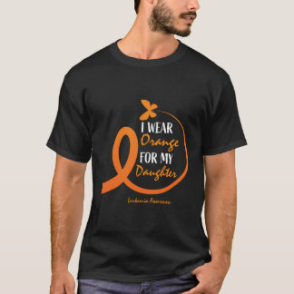 Dad Mom I Wear Orange For My Daughter Leukaemia Aw T-Shirt