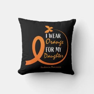 Dad Mom I Wear Orange For My Daughter Leukaemia Aw Throw Pillow