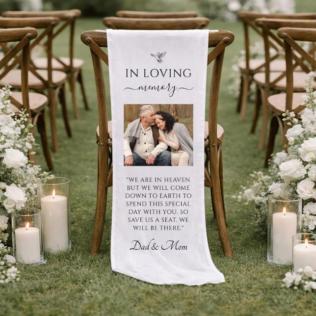Dad & Mom In Loving Memory Wedding Memorial Photos Short Table Runner (Creator Uploaded)