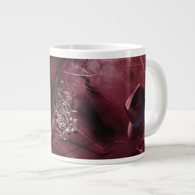  Dad Moody Music Burgundy Fedora Ceramic Jumbo Mug (Front Right)