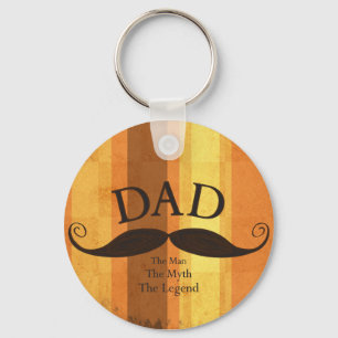 Dad Moustache Button Keychain