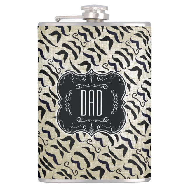 Dad Moustache Mr. Hipster Vintage Retro Hip Flask (Front)