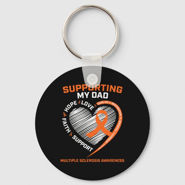 Dad Ms Dad Multiple Sclerosis Dad Ms Awareness  Keychain (Front)