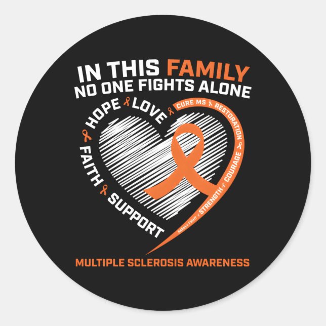 Dad Ms Multiple Sclerosis Mom Ms Awareness Classic Round Sticker (Front)