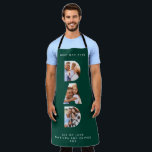 Dad multi photo modern typography green  apron<br><div class="desc">Dad multi photo modern typography child gift. Ideal fathers day,  birthday or christmas gift. Hunter green colour can be changed.</div>