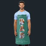 Dad multi photo modern typography green  apron<br><div class="desc">Dad multi photo modern typography child gift. Ideal fathers day,  birthday or christmas gift. Hunter green colour can be changed.</div>