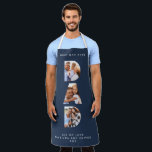 Dad multi photo modern typography navy blue apron<br><div class="desc">Dad multi photo modern typography child gift. Ideal fathers day,  birthday or christmas gift. Navy blue colour can be changed.</div>