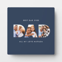 Dad multi photo typography navy blue modern 