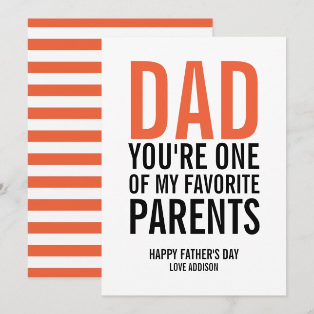 Dad My Favourite Parent Father's Day Card (Front/Back)