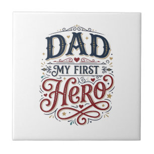 Dad My First Hero Vintage Typography Shirt_1 Tile