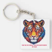 "Dad, My Hero – Fierce Tiger Head Acrylic Keychain