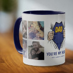 Dad My Hero Happy Father's Day Mug<br><div class="desc">Give dad a special treat this Father's Day with this amazing mug! Let your superhero dad know just how special he is with this personalized creation featuring the word 'DAD' revealed under a shirt, the words "You're my Hero" and your children's names. The mug also displays 8 family photos -...</div>