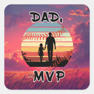 Dad, my MVP - Girl and Dad Square Sticker