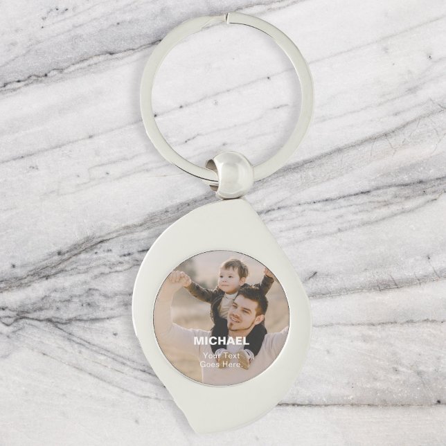 Dad Name Photo Simple Keychain (Creator Uploaded)