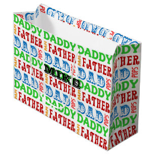 Dad Names Personalized Large Gift Bag