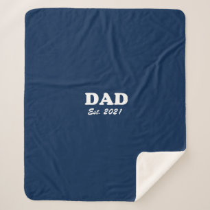Dad navy blue Custom Established date modern Sherpa Blanket