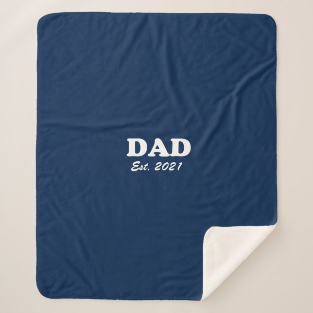 Dad navy blue Custom Established date modern Sherpa Blanket (Front)
