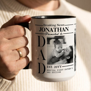 Dad Newspaper Photo Collage First Father's Day Mug