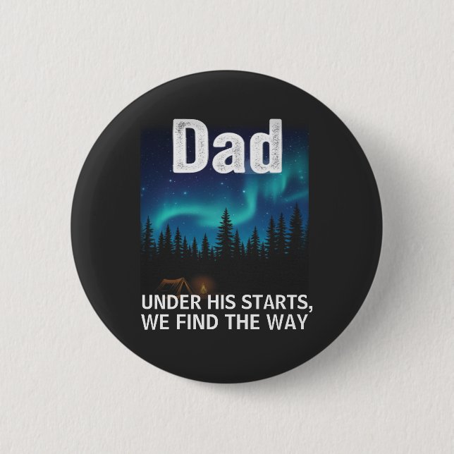 Dad Northern Lights Camping Customizable 2 Inch Round Button (Front)