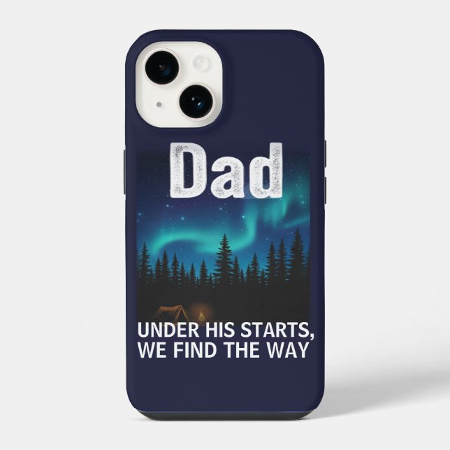 Dad Northern Lights Camping Customizable iPhone Case (Back)