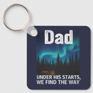 Dad Northern Lights Camping Customizable Keychain