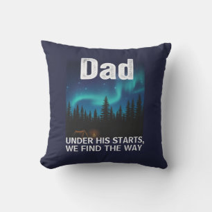 Dad Northern Lights Camping Customizable Throw Pillow