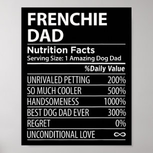 Dad Nutrition Facts Fun Frenchie Dog Owner  Poster