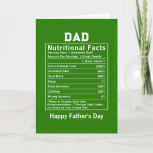 Dad Nutritional Facts fathers day gifts Card