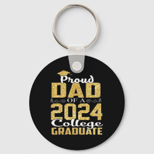 Dad Of 2024 Graduate College Shirt Graduation Keychain