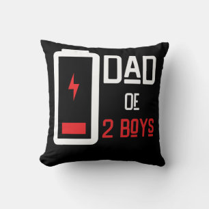 Dad of 2 Boys Low Battery from Son Father's Day Throw Pillow