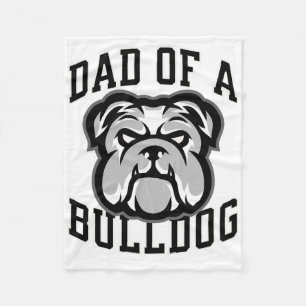 Dad Of A Bulldog Footll Game Day Print Dad Black B Fleece Blanket