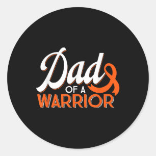 Dad Of A Leukaemia Cancer Warrior Orange Ribbon Mo Classic Round Sticker