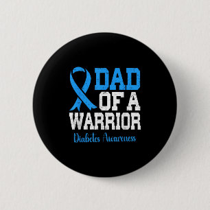 Dad Of A T1d Warrior Diabetes Awareness Blue Ribbo 2 Inch Round Button
