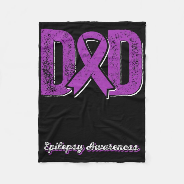 Dad Of A Warrior Epilepsy Dad Purple Ribbon Suppor Fleece Blanket (Front)