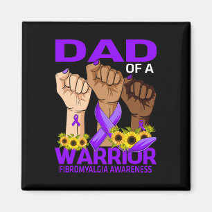Dad Of A Warrior Fibromyalgia Awareness Sunflower  Magnet
