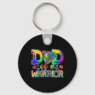 Dad Of A Warrior Puzzle World Autism Awareness Day Keychain