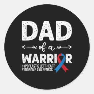 Dad Of A Warrior, Red &amp; Blue Ribbon Hlhs Aware Classic Round Sticker