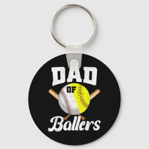 Dad of Ballers Baseball Softball Fathers Day Keychain