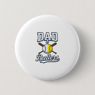 Dad of Ballers Baseball Softball Vintage Design_1 2 Inch Round Button