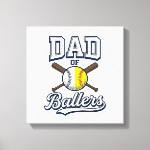 Dad of Ballers Baseball Softball Vintage Design_1 Canvas Print