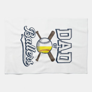 Dad of Ballers Baseball Softball Vintage Design_1 Kitchen Towel