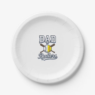 Dad of Ballers Baseball Softball Vintage Design_1 Paper Plate