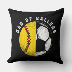 Dad of Ballers Father Son Softball Soccer Player Throw Pillow