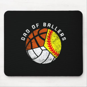 Dad Of Ballers Fun Softball Volleyball Basketball Mouse Pad