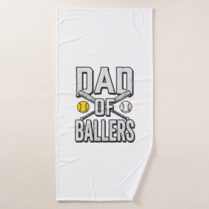 Dad of Ballers Softball and Baseball Vintage Shirt Bath Towel