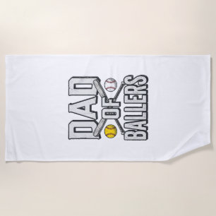 Dad of Ballers Softball and Baseball Vintage Shirt Beach Towel