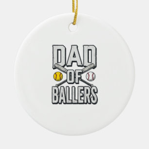 Dad of Ballers Softball and Baseball Vintage Shirt Ceramic Ornament